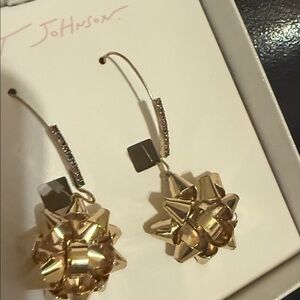 Betsey Johnson Gold Bow Drop Earrings